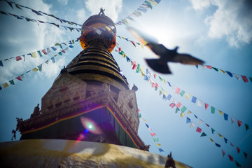 Swayambhunath stupa Eye Buddha in Kathmandu Nepal