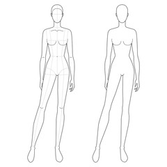 Fashion template of standing women. 
