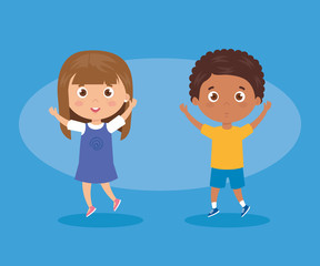 cute group of children characters