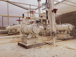 Fototapeta na wymiar The pump for pumping hot products of oil refining