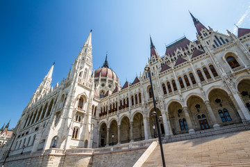 Fototapeta na wymiar River side of Hungarian Parliament Building.