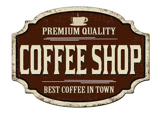 Obraz premium Coffee shop vintage rusty metal sign
