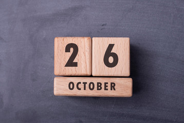 October 26 written with wooden blocks