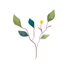 branches with leafs nature ecology isolated icon