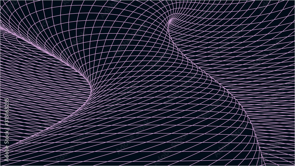 Poster abstract tunnel. vector wormhole. 3d corridor mesh.