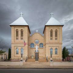 Exterior of the Basilica of San Albino in the historic district of Mesilla, New Mexico