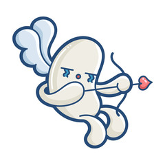 kawaii crying cupid monster cartoon illustration