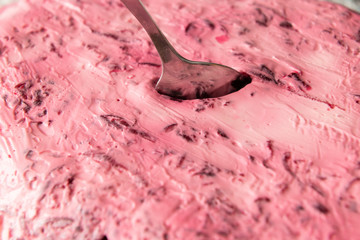 Spoon inside russian salad 