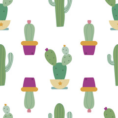 vector seamless pattern with succulents