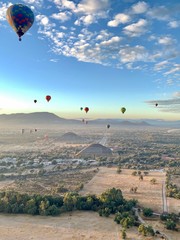 Balloon Sunrise Clouds Sky Expanse Sun Landscape Mexico Latin America Teotihuacán Piramides Pyramids Mexico City