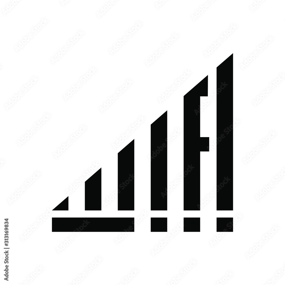 Poster Wifi symbol with flat and minimalist design. With hidden wifi text inside the symbol. wifi basic element graphic resources with black block design