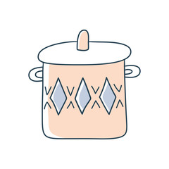 Hand Drawn pan doodle vector stock icon in flat style. Decoration element Isolated on white background. Flat design. Vector illustration