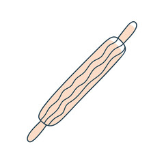 rolling pin cartoon doodle vector stock icon in flat style. Decoration kitchenware element Isolated on white background. Flat design. Vector illustration.