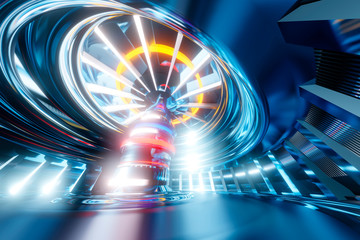 3D rendered illustration of bright glowing sci-fi reactor