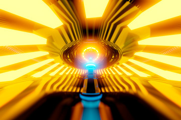 3D rendered illustration of bright glowing sci-fi reactor