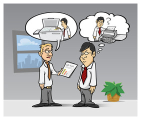 cartoon vector illustration of a language barrier