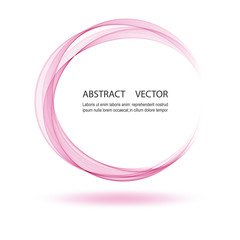 Abstract dynamic vortex circle of pink lines on a white background. Rounded pink frame.