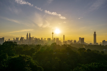 Fototapeta na wymiar Majestic sunrise view over down town Kuala Lumpur, Malaysia.
