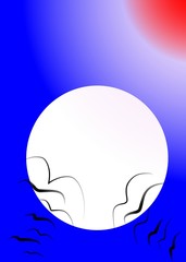 Birds in the background of the moon - Lilleaker 