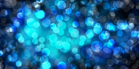 Dark BLUE vector background with bubbles.