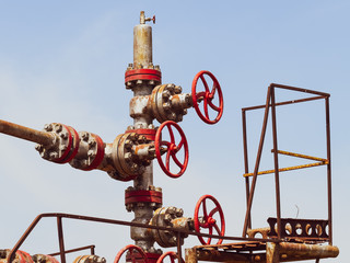 Well for oil and gas production. Oil well wellhead equipment. Oil production