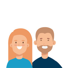 young couple avatar character icons vector illustration design