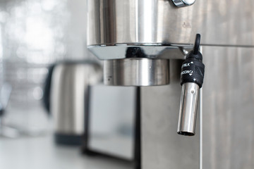 Stylish chrome kitchen interior. close up a