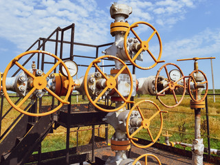 Well for oil and gas production. Oil well wellhead equipment. Oil production. Wells in the Kuban....