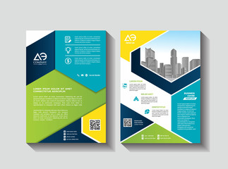 modern cover, brochure, layout for annual report with city background