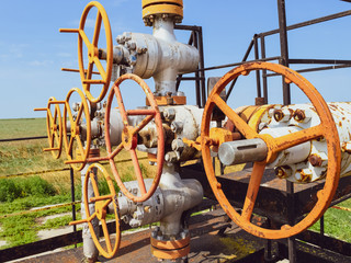 Well for oil and gas production. Oil well wellhead equipment. Oil production. Wells in the Kuban....