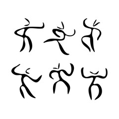 Fototapeta premium Set stick men, dynamic position icon. Figures, standing posture symbol, sign. Pictogram isolated on white background. Persons different posing for presentation. Vector illustration.