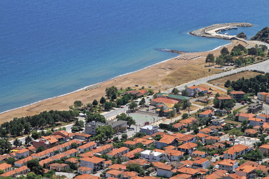 Aerial Stratoni Town in Greece