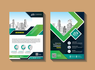 modern cover, brochure, layout for annual report with city background