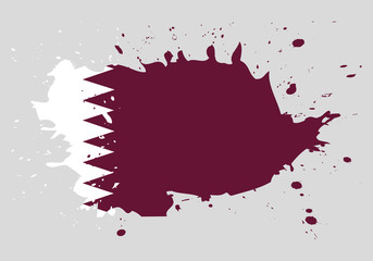 Brush painted Qatar flag Hand drawn style illustration with a grunge effect and watercolor.