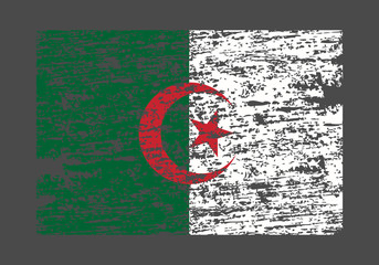 Brush painted Algeria flag Hand drawn style illustration with a grunge effect and watercolor.