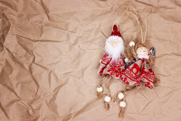 Christmas decoration over grunge wooden background old paper bordering with christmas decoration