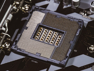 A nest for the Intel processor in the motherboard.