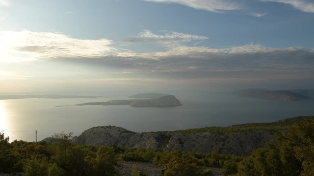 Adriatic Sea and Croatian Scenic Landscape During Sunset. Northwest Croatia.
