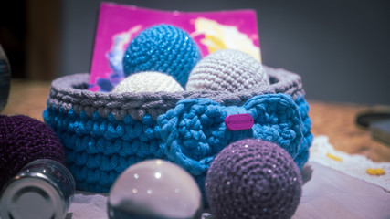 Handmade crocheting crafts. Wool Handmade Decoration.