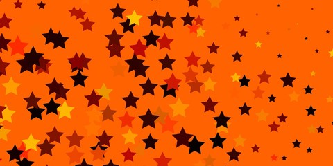 Dark Orange vector template with neon stars. Blur decorative design in simple style with stars. Pattern for new year ad, booklets.