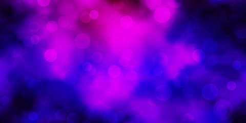 Light Purple vector layout with circle shapes. Glitter abstract illustration with colorful drops. Pattern for websites.