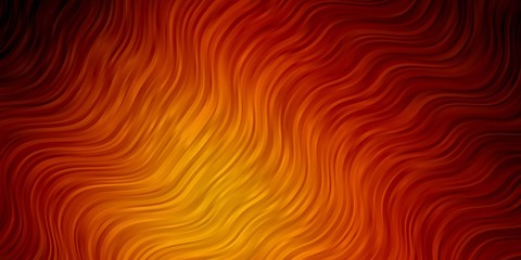 Dark Orange vector backdrop with bent lines. Bright illustration with gradient circular arcs. Template for your UI design.