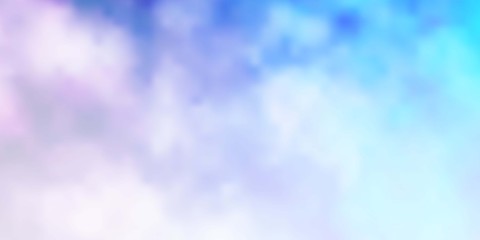 Light Pink, Blue vector pattern with clouds. Abstract colorful clouds on gradient illustration. Pattern for your commercials.