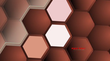 Abstract vector hexagonal geometry background. Surface polygon pattern with hexagon shadows, honeycomb. 3D design technology