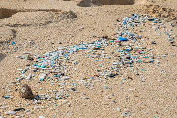 Microplastic pollution littering Waimanalo Beach in Hawaii