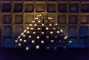 Votive candles in a church