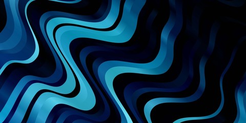 Dark BLUE vector template with lines. Abstract illustration with gradient bows. Best design for your posters, banners.
