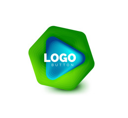 Play, arrow or download button icon, minimal design business logo template. 3d geometric bold in relief style with color blend steps effect. Vector Illustration For Wallpaper, Banner, Background, Card