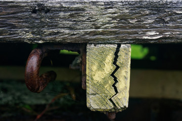 Crack! A zig zag shaped split in a piece of wood.