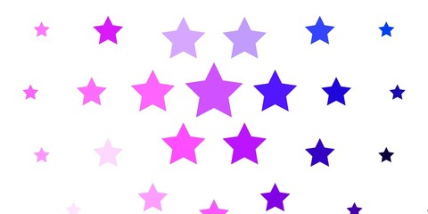 Light Pink, Blue vector background with small and big stars. Decorative illustration with stars on abstract template. Design for your business promotion.